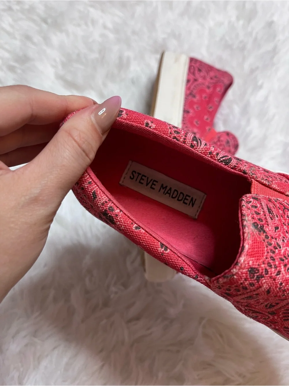 Steve Madden Red Bandana-Print Slip-On Shoes